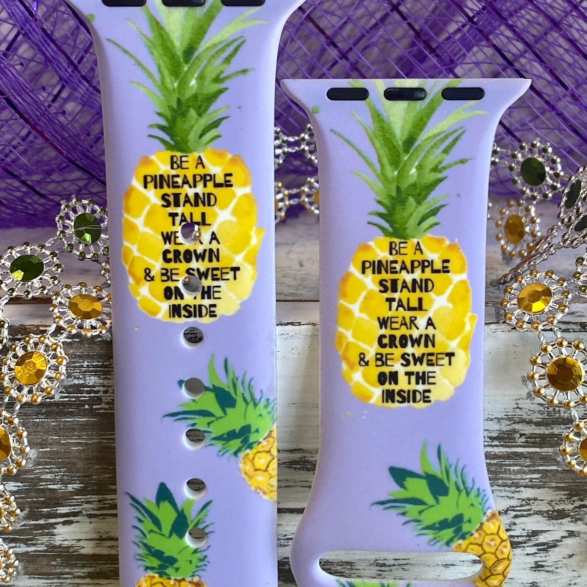 Be A Pineapple Print Silicone Band For Apple Watch Fancy Bands