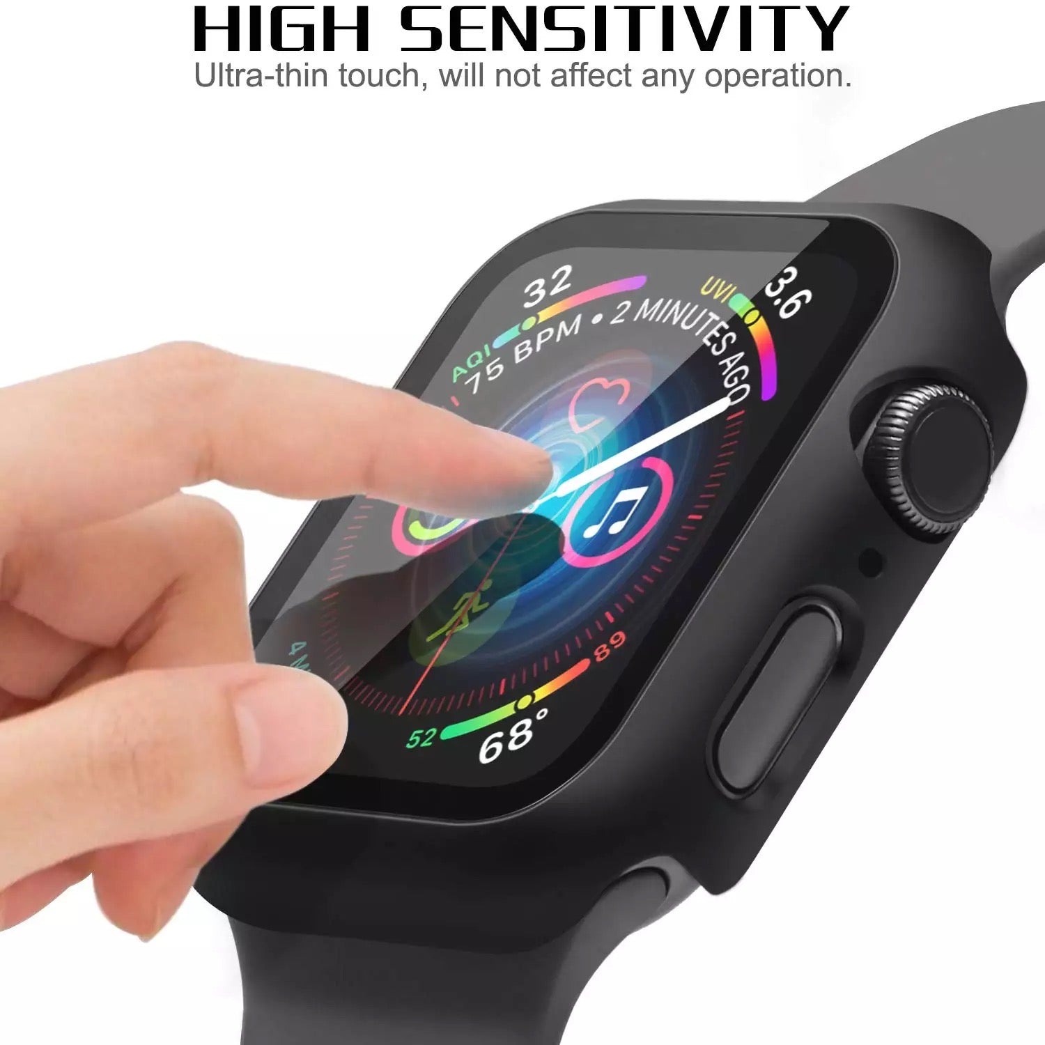 Hard Case With Tempered Glass Screen Protector For Apple Watch Multipl ...