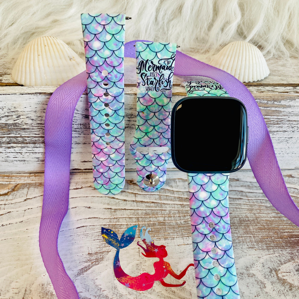 Mermaid Scale Silicone Watch Band Compatible with Fitbit Versa, Versa –  Island Jungle Designs