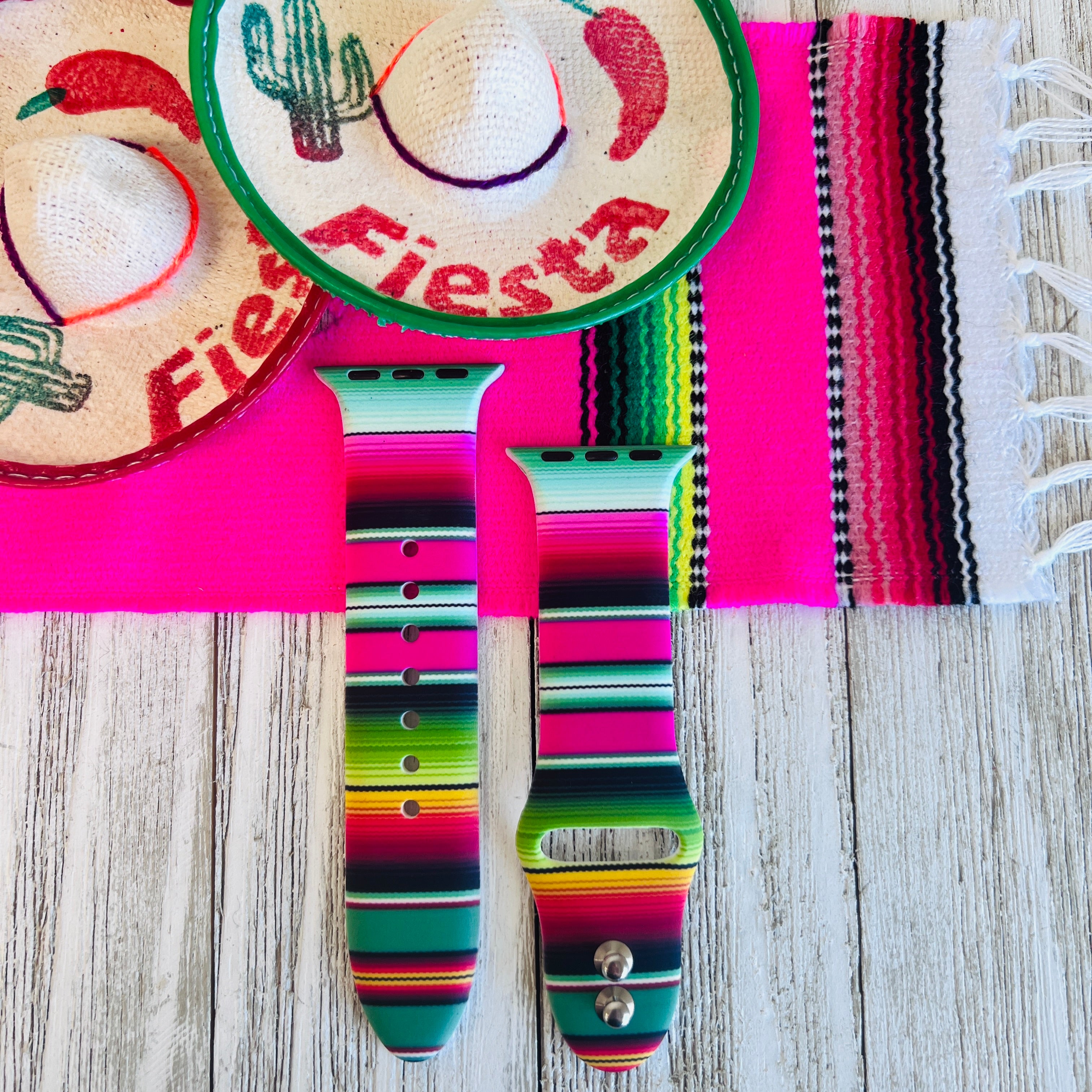 Serape Blanket Print Silicone Band For Apple Watch Fancy Bands