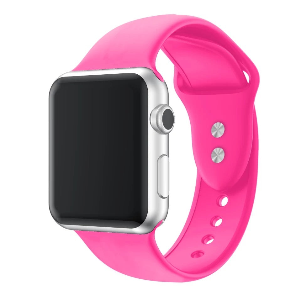 Solid Color Silicone Band For Apple Watch Multiple Colors Available -  38mm/40mm/41mm (S/M) 5.1-7.1 Wrist / Barbie Pink