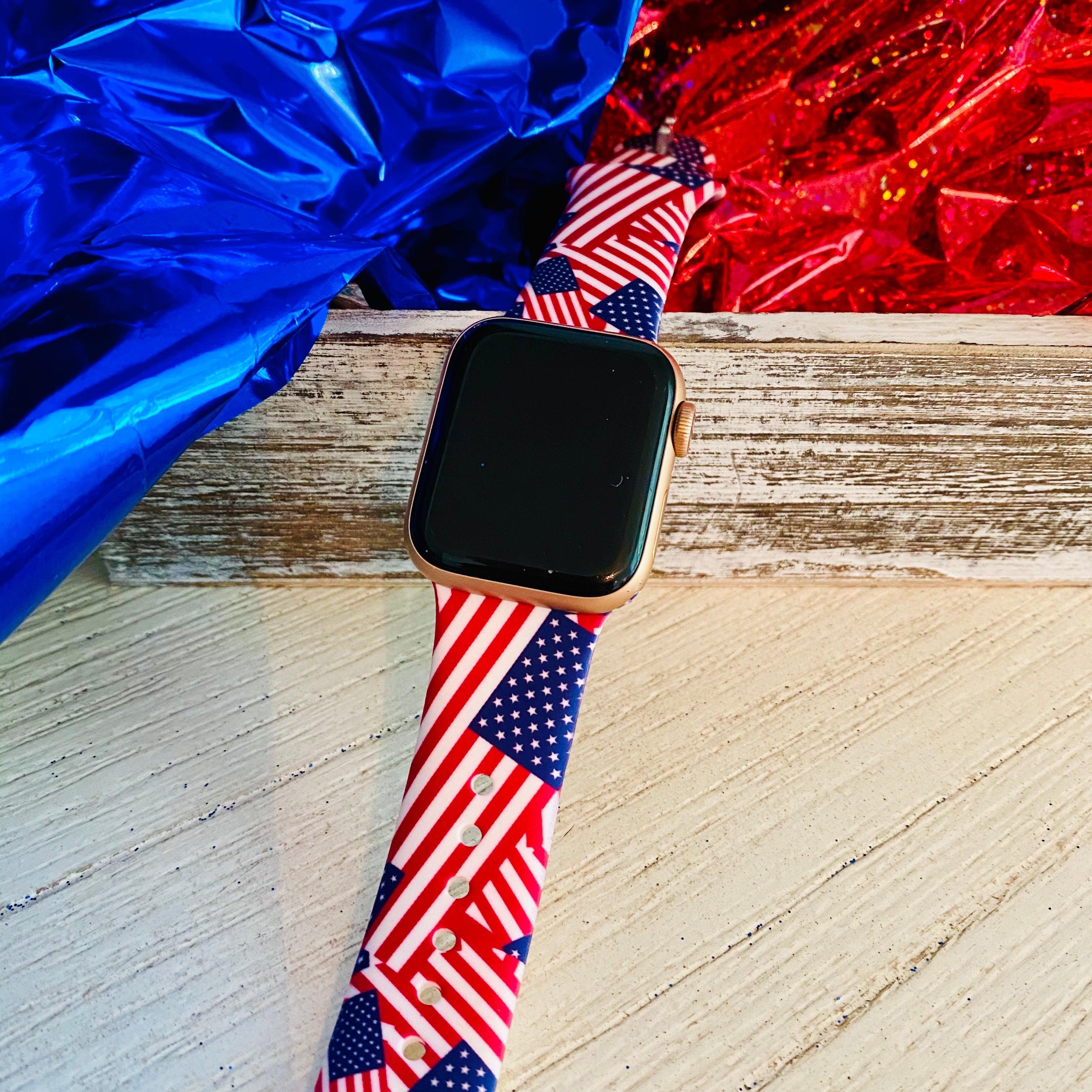 American Flag Print Silicone Band For Apple Watch Fancy Bands