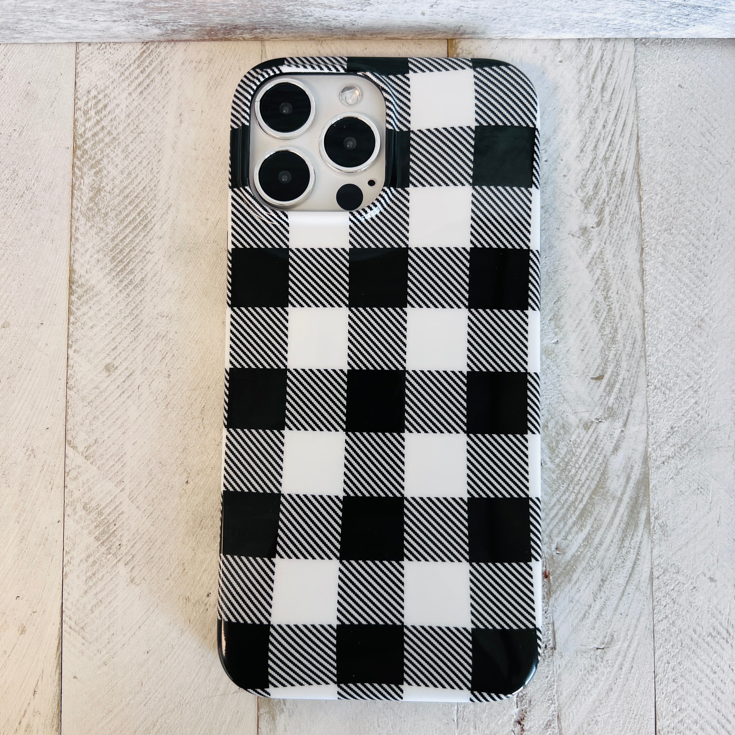 Bull Plaid Black White Phone Case For iPhone