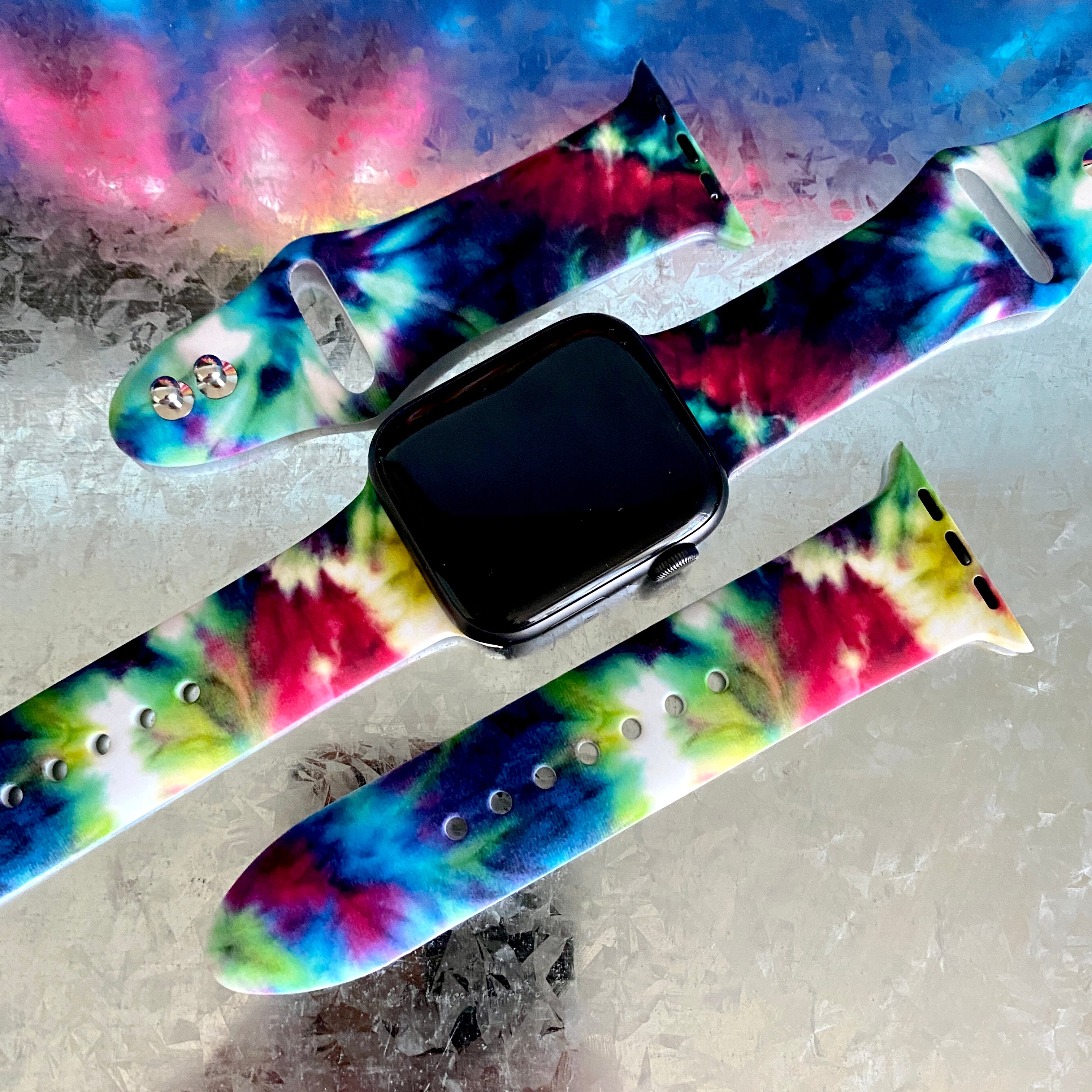 Twisted Tie Dye Print Silicone Band For Apple Watch Fancy Bands