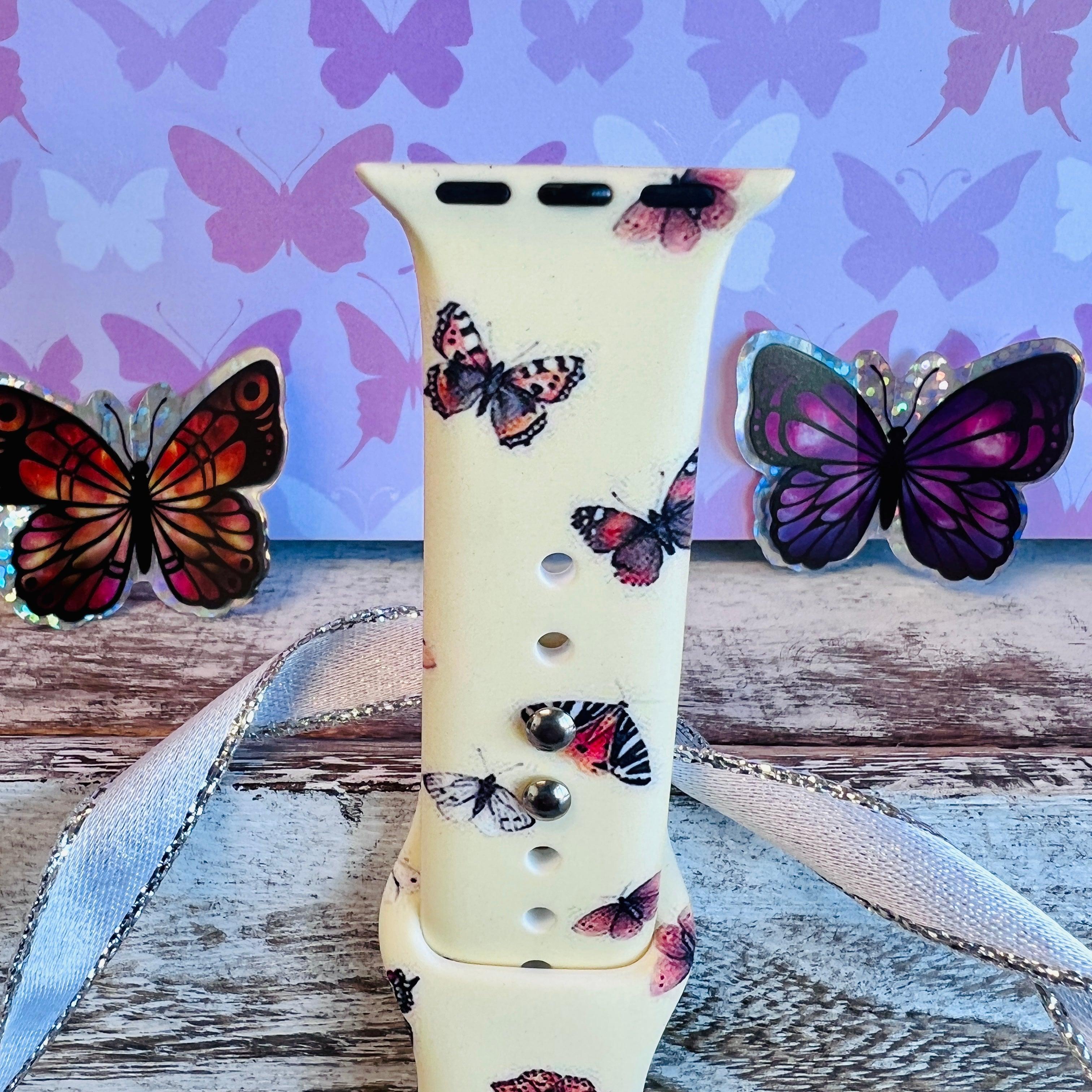 Butterfly Print Watchband Compatible With Apple Watch