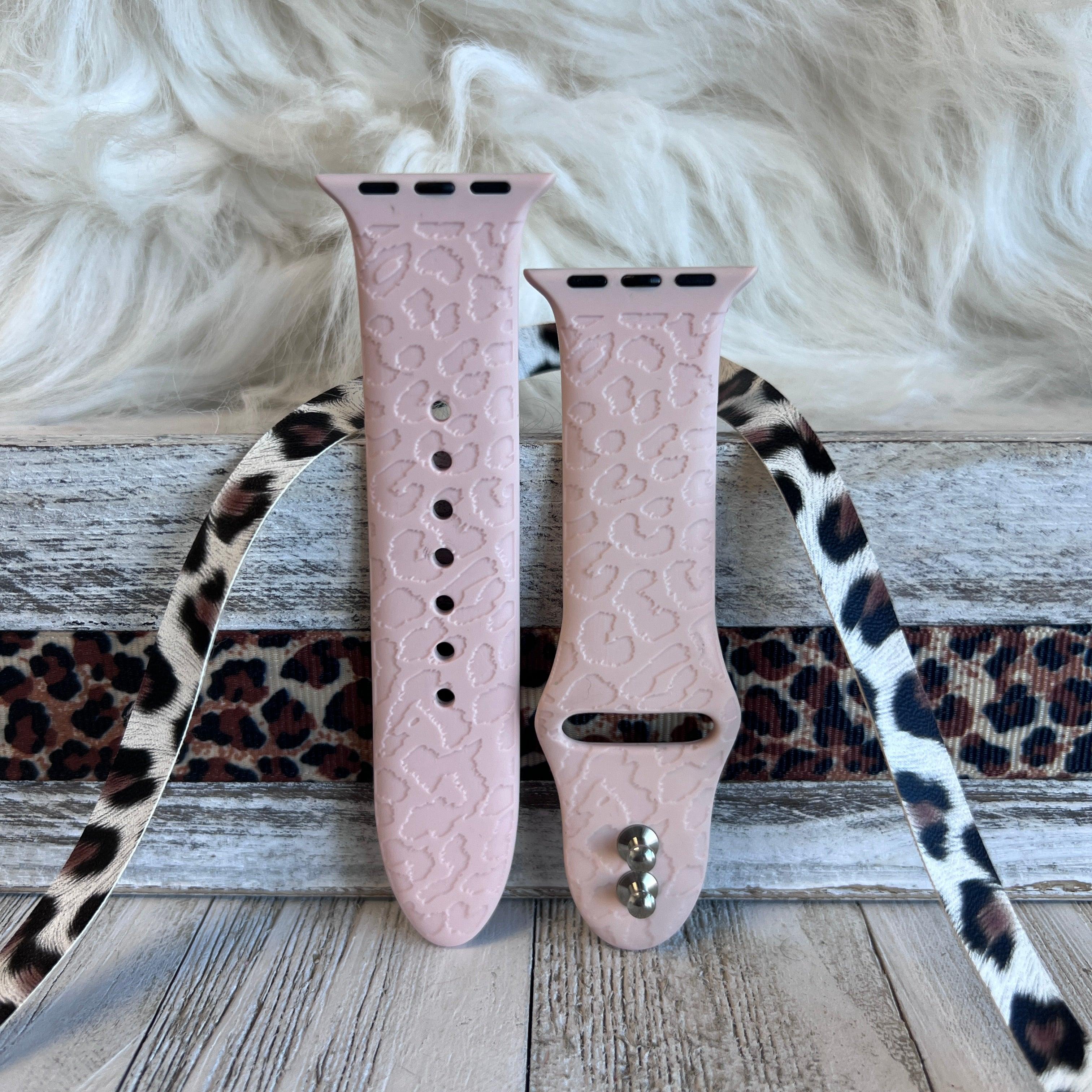 Leopard Print Engraved Watch Strap Compatible with Apple Watch