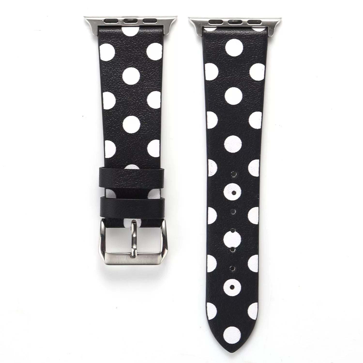 Black and White Polka Dot Silicone Apple Watch Band 38/40 mm