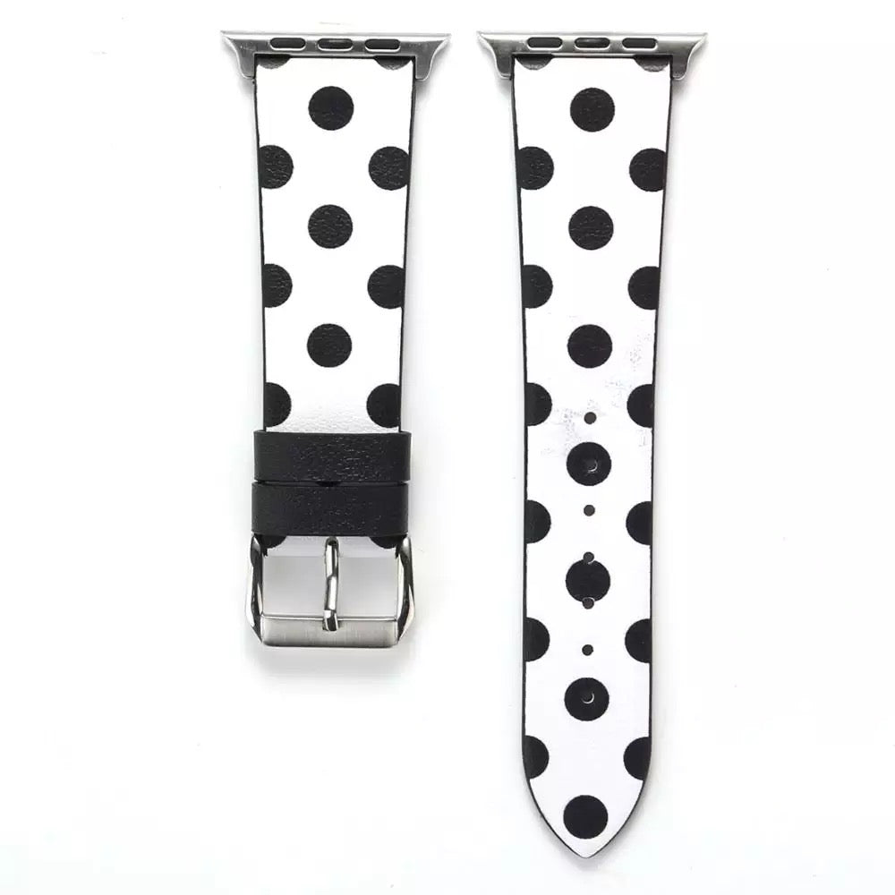 Black and White Polka Dot Silicone Apple Watch Band 38/40 mm