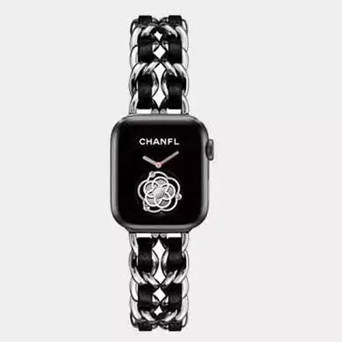 Luxurious Leather Stainless Steel Chain Band For Apple Watch